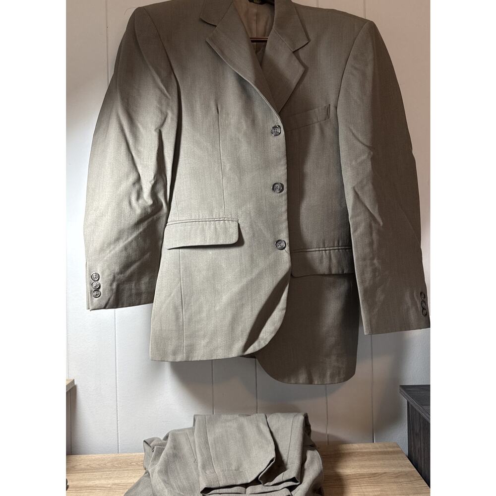 Green Vintage Cellini Linea Uomo Wool Mens Size 38R Blazer Sports Coat/pants S3